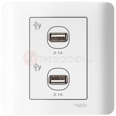 Bộ ổ sạc USB đôi 2.1A màu trắng Zencelo - Schneider (E8432USB_WE_G19)