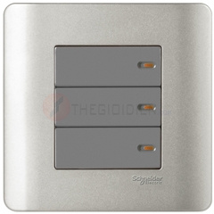 Bộ công tắc ba 1 chiều 16A màu xám Zencelo - Schneider (E8433_1_SA_G19)
