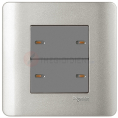 Bộ công tắc bốn 1 chiều 16A màu xám Zencelo - Schneider (E8434_1_SA_G19)