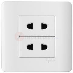 Bộ ổ cắm đôi 2 chấu 10A màu trắng Zencelo - Schneider (E84426U2_G19)
