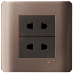 Bộ ổ cắm đôi 2 chấu 10A màu đồng Zencelo - Schneider (E84426U2_SZ_G19)