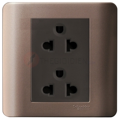 Bộ ổ cắm đôi 3 chấu 16A màu đồng Zencelo - Schneider (E84426UES2_SZ_G19)