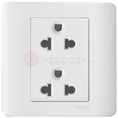 Bộ ổ cắm đôi 3 chấu 16A màu trắng Zencelo - Schneider (E84426UES2_WE_G19)