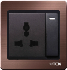 Bộ công tắc 2 chiều, ổ cắm 3 chấu A5 Uten (A5GK12Z13/N)