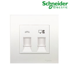 Bộ ổ cắm điện thoại và mạng cat5e Vivace màu trắng Schneider (KB32TS_RJ5E)
