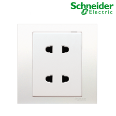 Bộ ổ cắm đôi 2 chấu 10A Vivace màu trắng Schneider (KB426US2_WE_G19)