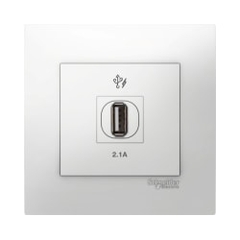 Bộ ổ cắm sạc USB 2.1A đơn Vivace màu trắng Schneider (KB31USB_WE_G19)