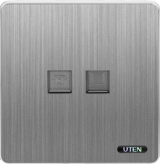 Bộ ổ cắm điện thoại + mạng màu ghi S300 Uten (S300-TELPC)