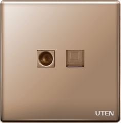 Bộ ổ cắm tivi + mạng màu vàng Z9 Uten (Z9TVPC)