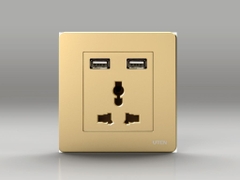 Bộ ổ cắm 3 chấu và 2 ổ cắm USB Uten Q7GZ13/2NU
