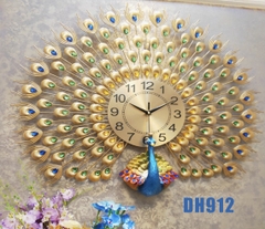 Đồng hồ trang trí treo tường con công 3D DH912