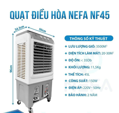 Quạt điều hòa hơi nước Nefa NF45 Plus (Màu xanh/ghi)