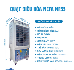 Quạt điều hòa hơi nước Nefa NF55 cơ (Màu xanh/ghi)