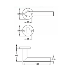 Tay nắm gạt Hafele 903.92.556, inox rỗng