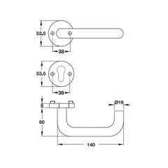 Tay nắm gạt Hafele 903.92.586, inox rỗng