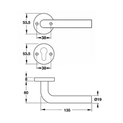 Tay nắm gạt Hafele 903.92.596, inox rỗng