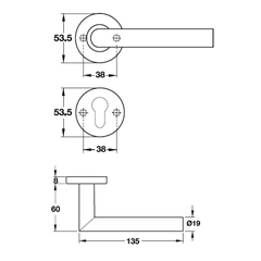 Tay nắm gạt Hafele 903.98.536, inox 316
