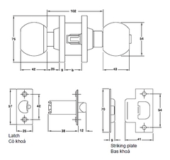 Khóa tay nắm tròn Hafele 911.64.258, heavy- duty, cửa WC