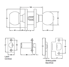 Khóa tay nắm tròn Hafele 911.64.399, inox 316