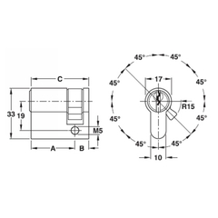 Ruột khóa Hafele 916.00.602, 1 đầu chìa (41.5mm)