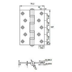 Bản lề cửa Hafele 489.05.028- 127x76x3 mm, 4 bi