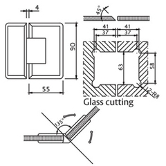 Bản lề cửa kính Yale Y2114 US32, kính- kính 135 độ