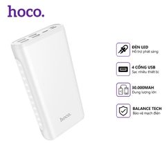 Pin dự phòng 30.000mAh HOCO J60 Black/White Chính hãng (4 Cổng USB, LED)