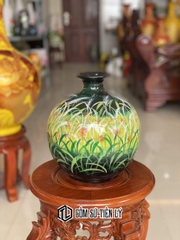 Bình gốm hút lộc hoạ tiết hoa lau- BGD11