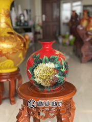 Bình gốm sức cắm hoá hút lộc-BGD40