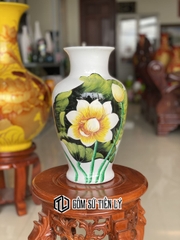 Lọ hoa gôm sứ 3d sen trắng-BGD42