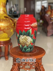 Lọ cắm hoa gốm Bát Tràng vẽ tay 3d-BGD49