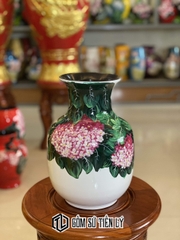 Bình hoa trắng hoạ tiết cẩm tú cầu-BGD55