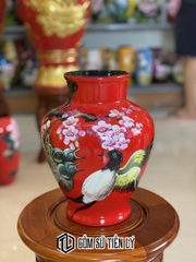 Bình gốm 3d Bát Tràng hoa đào-BGD57