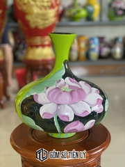 Bình hoa dáng tỏi vẽ 3d cổ thấp-BGD68