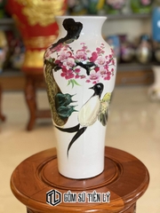 Lọ hoa trăng vẽ 3d chim hoa-BGD91