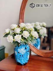 Bình hoa vẽ 3D lá xanh -BGN09