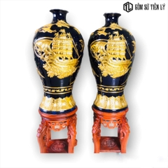 Bình hoa dát vàng cao cấp đen ngọc-BTV03