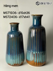 Lọ hoa gốm sứ men hoá biến dáng bom khía-TLH22