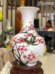 Bình sơn mài tài lộc vẽ hoa đào-TLM58