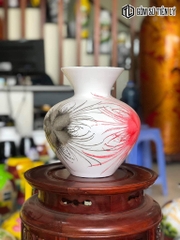 Bình gốm sơn mài màu trắng-TLM71