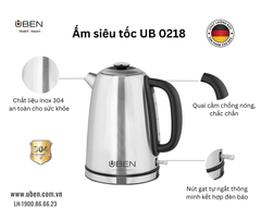 Ấm siêu tốc 304 1.8L UB 0218