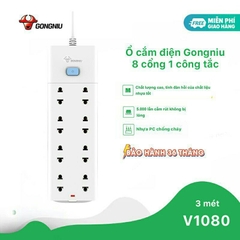 Ổ cắm điện gongniu chống cháy 8 ổ 1 công tắc 3M