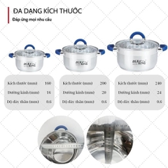 Bộ 3 nồi inox 5 đáy DURAKING Model DK-653