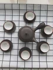 Bộ ấm chén tay chuôi đen (gốm đất đỏ)