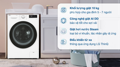 Máy giặt cửa ngang LG Inverter 10 kg FV1410S4W1 mã mới 2023