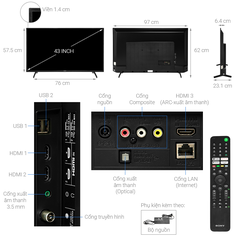 Google Tivi Sony KD-43X75K 4K 43 inch mới 2022