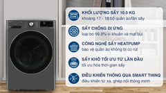 Máy sấy bơm nhiệt Heat Pump LG inverter 10.5kg DVHP50P (Model 2023)