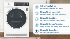 Máy sấy bơm nhiệt Electrolux UltimateCare 8 kg EDH804H5WB