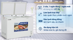 Tủ đông Hòa Phát 2 ngăn 1 đông 1 mát dung tích 271 Lít HPF BD6271