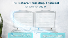 Tủ đông Sanaky Inverter 1 ngăn đông 1 ngăn mát dung tích thực 260 lít VH-3699W4K